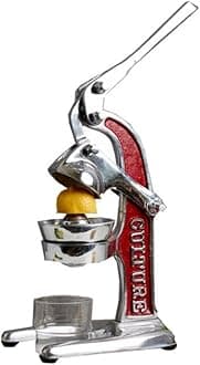 Verve CULTURE Artisan Crafted Cast Aluminum Professional Grade Manual Hand Press Juicer For Fresh Squeezed Orange, Lemon, Lime, Grapefruit and Citrus Fresh Morning Drinks, or Cooking ,Red