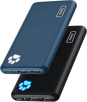 INIU Power Bank, [2 Pack] The Slimmest & Lightest USB C 10000 mAh External Battery Pack, USB C Input & Output Tri-3A outputs powerbank for iPhone 15 14 13 12 11 X Pro Max Samsung Huawei Xiaomi