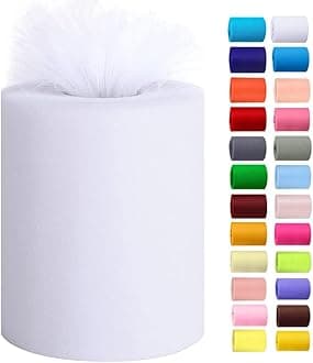 Tulle Rolls 6” by 100 Yards (300 feet) Tulle Roll Spool Fabric for DIY Tutu Skirts Wedding Baby Shower Crafts Decorations Party Supplies (White)