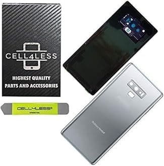 CELL4LESS Back Glass Compatible with Samsung Galaxy Note 9 OEM Replacement Battery Door Cover w/Installed Camera Lens, Adhesive and Removal Tool - Any Carrier - N960 (Silver)