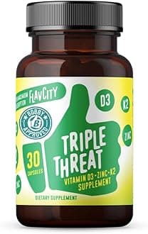 - FlavCity Vitamin D3, K2 & Zinc - Triple Threat Supplement - Daily or Seasonal Immune Support - Vitamin D with K2 for Enhanced Absorption - Promote Healthy Bones & Skin (30 Capsules)