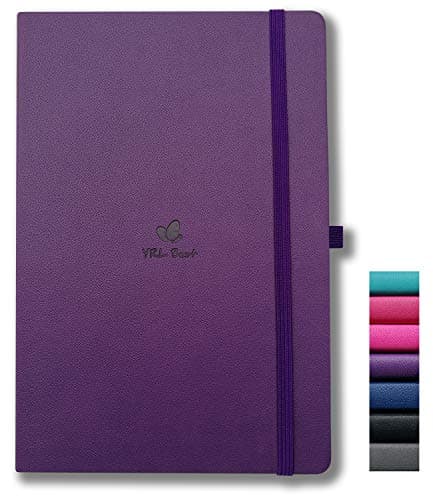 YRL Best A5 Bullet Hardcover Notebook Journal with Pen Loop, Dotted/Dot Grid, 5.7x8.3", 192 Pages of Premium Thick Paper, Fine PU Leather, Sewn Bound, Elastic Closure, Medium Size, Lays Flat, Purple