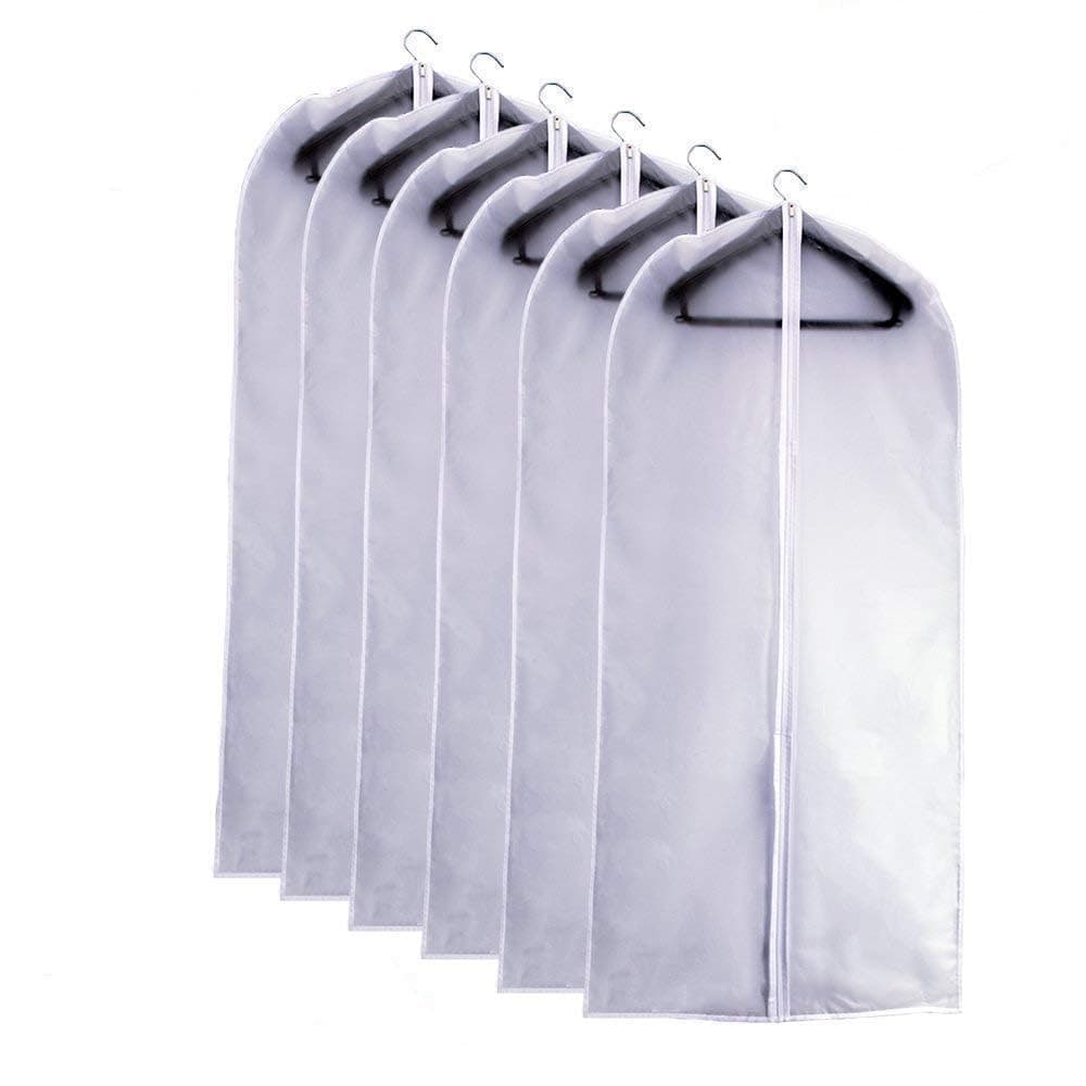 Suit Bags for Closet Storage Garment Bag 24''X40'' Clear Garment Bags for Hanging Clothes (Set of 6) Plastic Waterproof Suit Cover Bag with Zipper for Coats, Jackets, Shirts