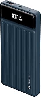 Luxcell B 10K 10000 mAh 22.5W Fast Charging Power Bank, Ultra Slim Power Bank with Mach USB-A Output, Type C PD Output, Type C Input, Wake Up Button(Dark Blue)