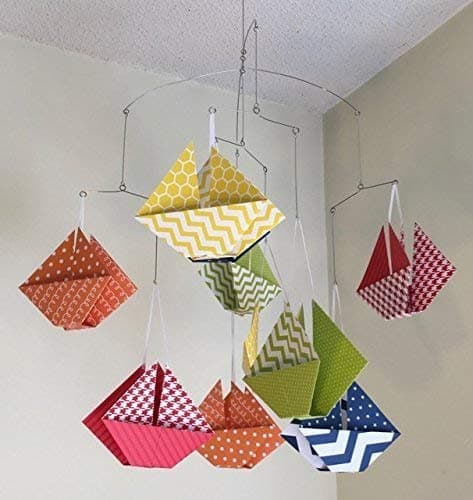 Patterned Fun Origami Sail Boat Baby Mobile