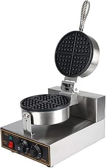 Commercial Waffle Maker Machine Belgian Waffle Maker 1200W Electric Muffin Machine Waffle Iron Nonstick Stainless Steel Temperature and Time Control 220V Restaurant Snack Bar Family