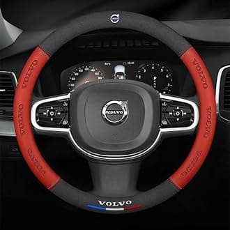 Car Steering Wheel Covers for Volvo XC40,Microfiber Leather Steering Wheel Cover with Badge Emblem Stylish Steering Wheel Protector Wrap Comfort Durability Car Accessories,A3-O type