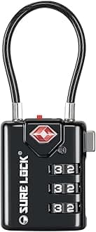 SURE LOCK TSA Compatible Travel Luggage Locks, Inspection Indicator, Easy Read Dials TSA Approved with Zinc Alloy