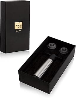 Vacu Vin Wine Pump - Stainless Steel Gift Box - Vacuum Pump with Wine Stopper - Protects the Quality of Your Opened Bottles
