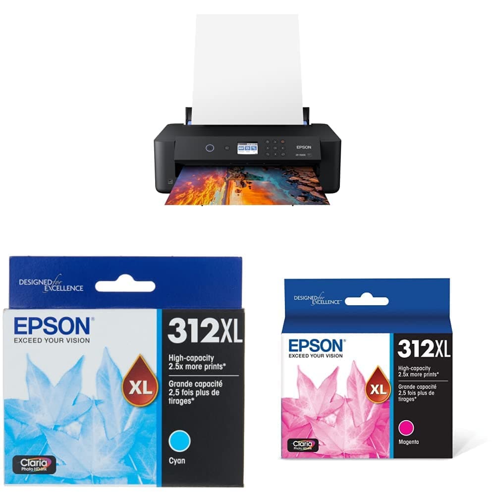 Expression Photo HD XP-15000 Wireless Color Wide-Format Printer T312 Claria Photo HD -Ink High Capacity Cyan T312 Claria Photo HD -Ink High Capacity Magenta