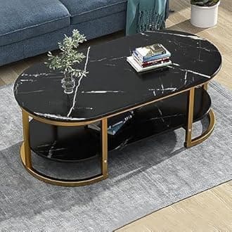 Vital Living Room Coffee Table Decoration Accessories Luxury Writing Table White Modern Design Muebles Living Room Furniture (Black + Gold, L120 * W60 * H45)
