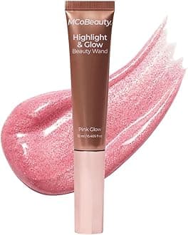 MCoBeauty - Highlight and Glow Beauty Wand - Buildable Liquid Highlighter - Radiant Pink Shade - Soft Pink with Cushion Applicator for Soft, Radiant Finish - Highlighters Makeup