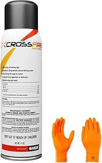 Crossfire 17 oz Can Bundle with 3 Pairs of Gloves - Kills pyrethroid-Resistant Bed Bug strains at All Life Stages, Ideal Bed Bug Solution