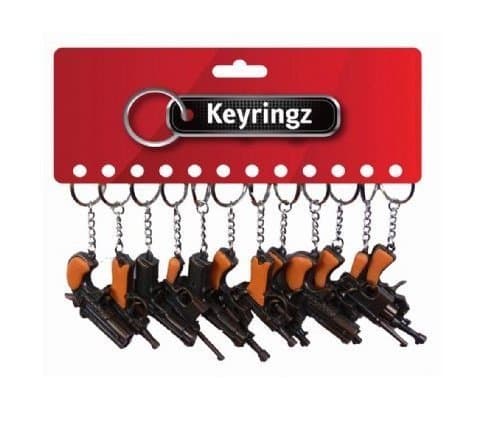 Die Cast Novelty Miniature Solid Metal Gun Keyring - 1 Picked at Random