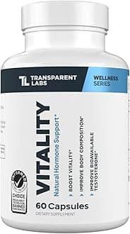 Transparent Labs Vitality Testosterone Booster - Testosterone Supplement for Men with Ashwagandha KSM-66, PrimaVie Shilajit Extract, & DIM to Support Vitality, & Bioavailable Testosterone - 60 Count