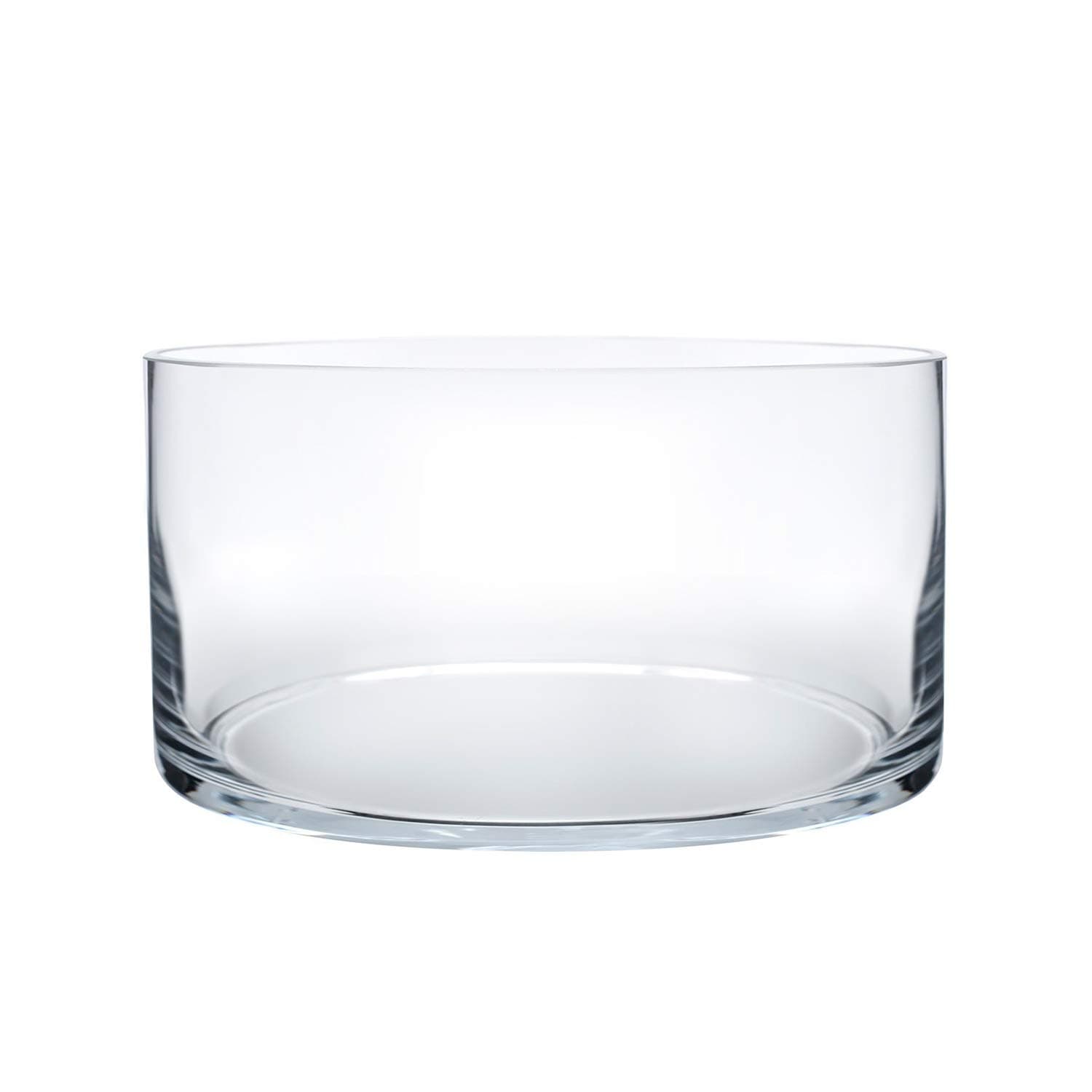 Flower Glass Vase Decorative Centerpiece for Home or Wedding - Cylinder Shape, 4" Tall, 8" Opening, Clear