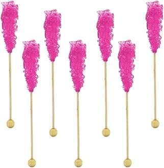 Fruidles Rock Candy Lollipops Suckers, Variety Flavor and Color Assortment, 5.5" (6-Pack, Cotton Candy - Light Blue)