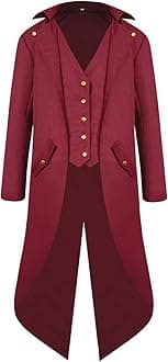 Renaissance Steampunk Tailcoat Halloween Costumes for Boys, Medieval Pirate Vampire Victorian Jacket Frock Coat Kids