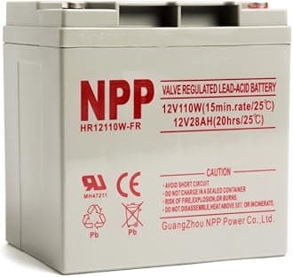 NPP High Rate Battery HR12110W 12V 660Watts 110Watt/ Cell AGM Sealed Lead Acid Rechargeable Battery, 12V 26Ah, 28Ah Flame Retardant UPS for Fish Finder, Scooter, Security and Solar System