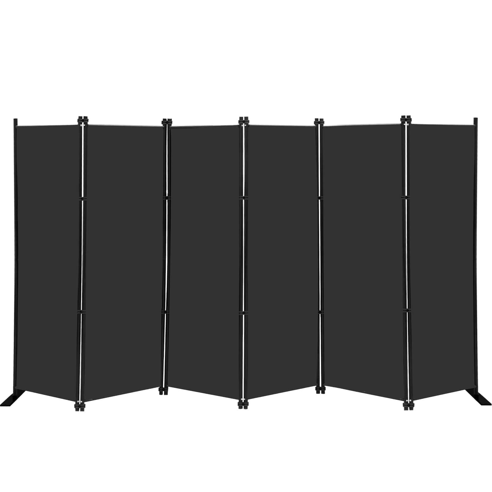 6 Panel Folding Privacy Screen 9ft Wide, 6ft Tall Partition Room Divider Portable Office Walls Dividers, Black