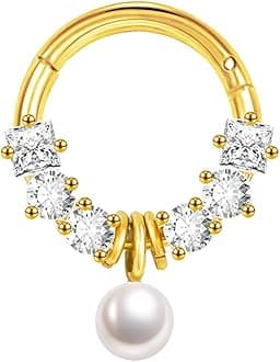 LunaLoop Hoop Nose Rings for Women Septum Nose Rings Gold Silver 16g Nose Piercings Jewelry 316L Surgical Steel Conch Rook Helix Piercing Jewelry CZ Cartilage Hoop Earring