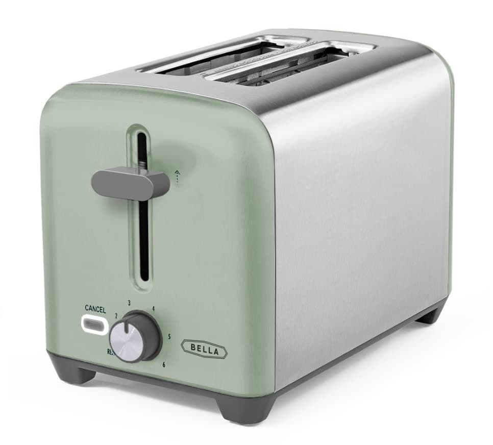 2 Slice Toaster, Quick & Even Results Every Time, Wide Slots Fit Any Size Bread Like Bagels or Texas Toast, Drop-Down Crumb Tray for Easy Clean Up, Stainless Steel and Sage