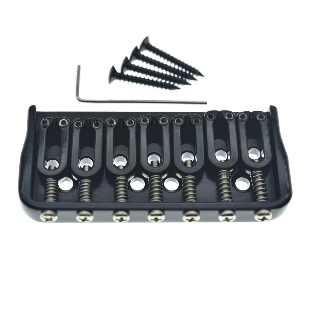 KAISH Black 7 String Guitar Fixed Bridge Electric Guitar Hardtail Bridge for Strat/Tele Guitars