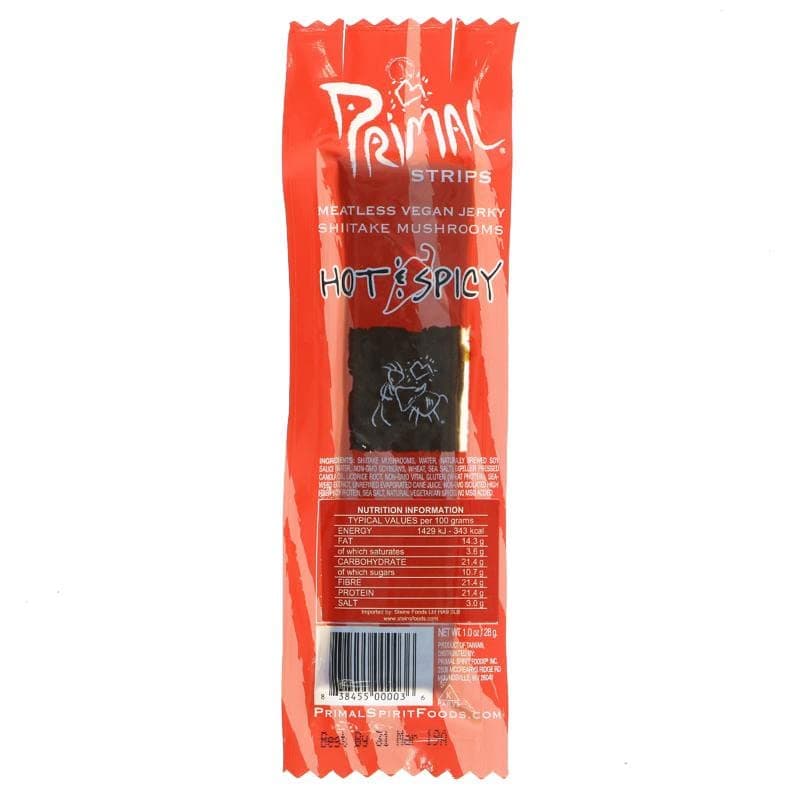 Primal Vegan Jerky | Shiitake Mushroom Jerky | 3 x 28g