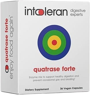 Fodmix (Quatrase) Digestive Enzymes - 36 Capsules | Highly Dosed Supplement for FODMAP Intolerance | Helps Digest Lactose and Complex Carbohydrates | Pure & Vegan | Low FODMAP