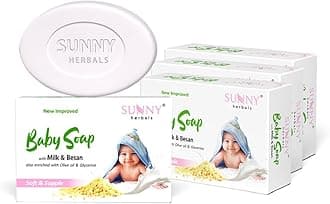 Herbals Baby Soap | Made with Milk, Besan, Glycerine & Olive Oil | Gently Cleanses | Deeply Moisturizes | Softens Baby Skin | Mild & Safe Formula | Best for Delicate Baby Skin, 75 gm (Pack of 4)
