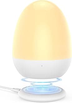 JolyWell Baby Night Light for Kid, Portable Egg Nightlight with Stable Charging Pad, Touch Nursery Night Lamp for Breastfeeding, Toddler Night Light for Bedroom, Timer Setting, ABS+PC, White-2