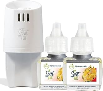 Honeysuckle Plug in Air Freshener, Scented Oil Refills, 2 Refills + Diffuser