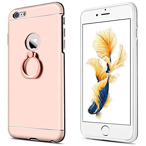 iPhone 6s Plus Case, 6 Plus Case, FIRMGE [Stylus Pen] TPU Bumper Slim Fit Hard Protective Cover Case with 360 Degree Rotating Ring Kickstand for for iPhone 6 Plus /6s Plus 5.5 Inch (Rose Gold)