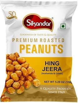 SIKANDAR Premium Roasted Peanuts 150g (Pack of 4) (600g, Hing Jeera)