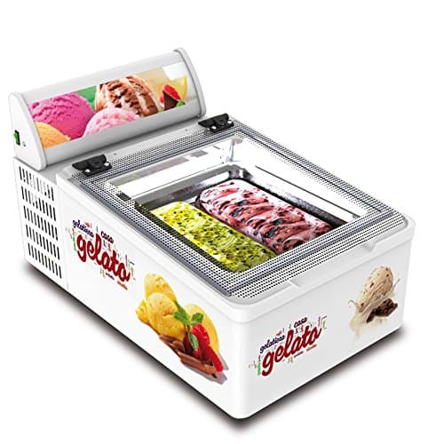 151-1 Ice Showcase Mini Cream 3 V LED Lit with Advertising Frame