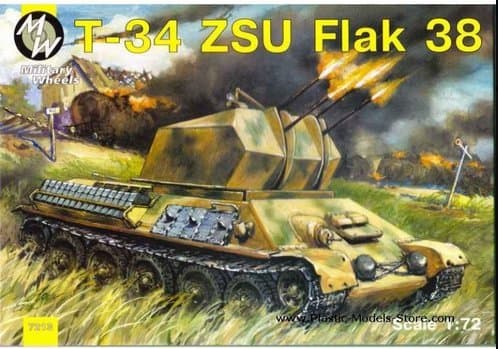 T-34 Soviet medium tank with ZSU Flak 38 gun 1/72 Military Wheels 7213