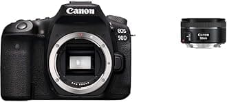 CanonEOS 90D Camera (Black) - A full-featured DSLR with a 32.5 megapixel sensor for wildlife and sports photographers, & Camera lens, Black, 50 mm