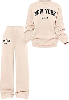 SOLY HUX Cute Clothes for Girls Sweatsuit Sets Crewneck Casual Sweatpants 2 Piece Outfits Sweatshirt and Pants