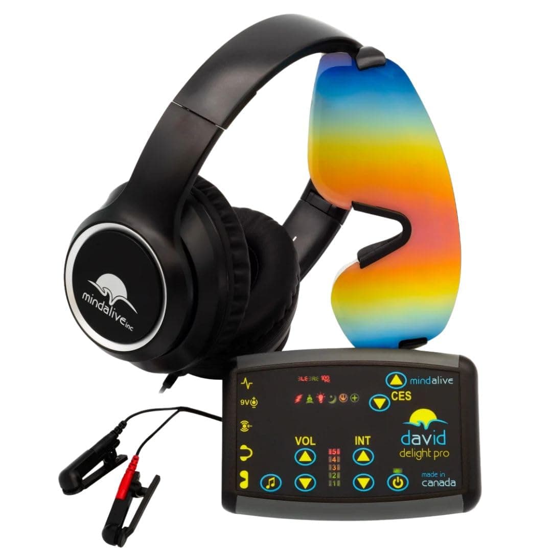 Inc. David Delight pro with Standard White Eyeset Best System for Meditation, Improve Sleep, Relaxation, cognition for Seniors, Anxiety, Depression, ADHD and Pain