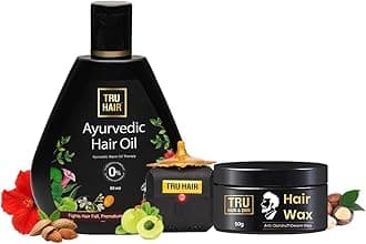 TRU HAIR & SKIN Hair Wax Cream For Men -50g | Easy to Spread and Strong Hold for 12hrs + Ayurvedic oil with Heater| Anti Dandruff - 50ml