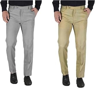 MARK LEWISMen's Polycotton Formal Trouser - Comfortable, Stylish Office wear, combatable Pants for Daily Purpose, Ideal for Business & Casual Occasions - Pack of 2