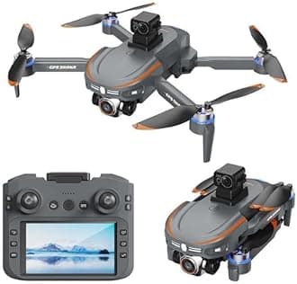 Ramnath Impex 4K Dual Camera GPS Drone with 3-Axis Gimbal Foldable FPV Quadcopter with UHD Live Video, Optical Flow Positioning, One-Key Return, Brushless Motor, WiFi RC with Display Remote for Adults