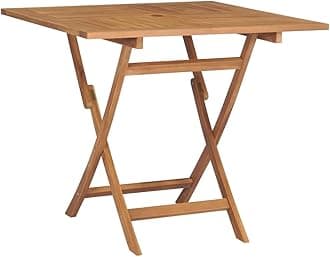 Folding Square Patio Table Solid Teak Wood, Patio Dining Table Bistro Table Bar Table Garden Table Indoor Outdoor Table Backyard Table 33.5"x33.5"x29.9"