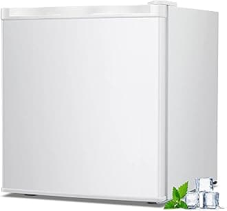 1.1 Cu.ft Small Upright Freezer, Mini Freezer with Removable Shelves, Adjustable Thermostat, Reversible Door Hinge, Quiet for Home/Dorm/Office/Kitchen, White