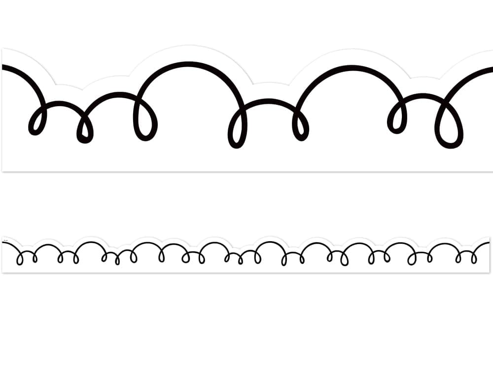 White with Black Squiggles Die-Cut Border Trim