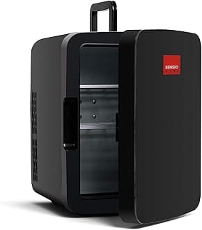 SENSIOHOME 15L Mini Fridge Cooler & Warmer for Drinks, Food, Skincare, Beauty, Makeup, Medicine, Insulin, Milk, AC+DC, 12v, UK & EU Plug, Portable, For Home, Bedroom, Travel, Camping, Car, Gaming, Uni