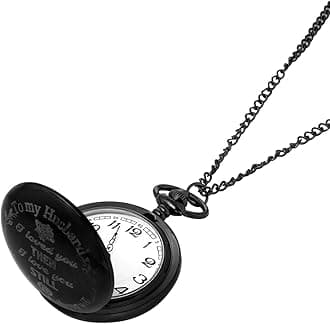 Black Stainless Steel Pocket Watch Pendant with Chain Dual Purpose Clock for Men
