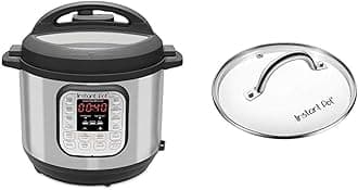 Duo 7-in-1 Electric Pressure Cooker, Sterilizer, Slow Cooker, Rice Cooker, Steamer, Saute, Yogurt Maker, and Warmer, 8 Quart, 14 One-Touch Programs & 8 Quart Glass Lid