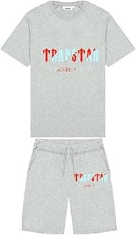 YOUPO Trapstar Letters Printed Casual Sportswear Suit, Men and Women T-Shirt + Shorts + Hat 3 Piece, Loose Jogging Short Sleeve Tracksuits (Color : H2, Size : X-Large)
