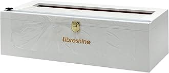 White 18 Inch Plastic Wrap Dispenser with Slide Cutter & Roller, Heavy Duty Bamboo Commercial Film Wrap Holder for 3000ft Food Service Cling Film, 1000ft Foil, Butcher/Freezer/Kraft Paper